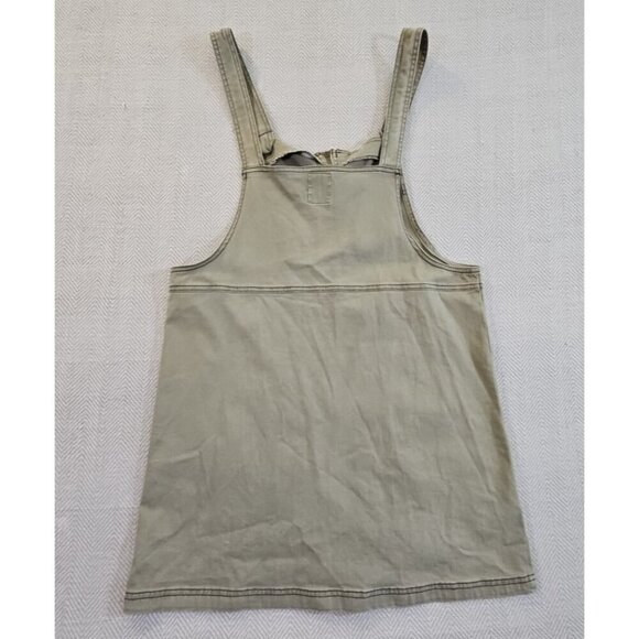 SO Overall Pinafore Dress Size Large Zip Front Army Green Jumper Pockets NWT - Picture 9 of 12